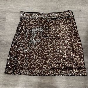 ZARA Leopard Print Sequin Mini Skirt